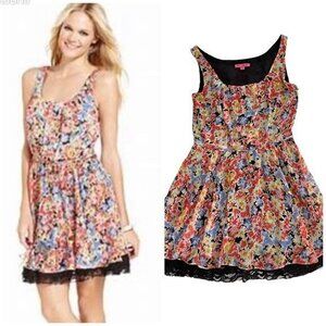 Betsey Johnson Floral Mini Dress - Pink, Yellow, Blue, Black